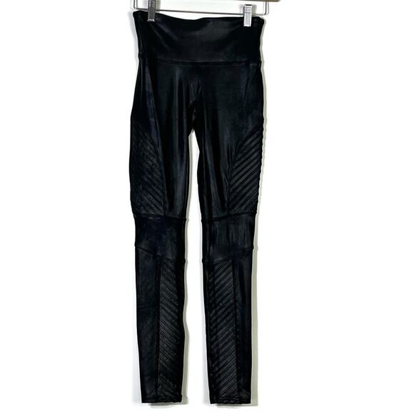 SPANX Moto Faux Leather Leggings Size Small EUC - Picture 3 of 8